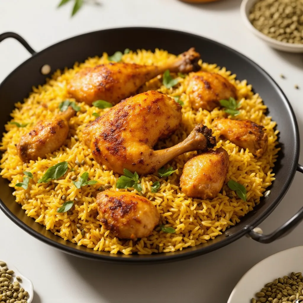 Biryani de Pollo y Arroz al Azafrán