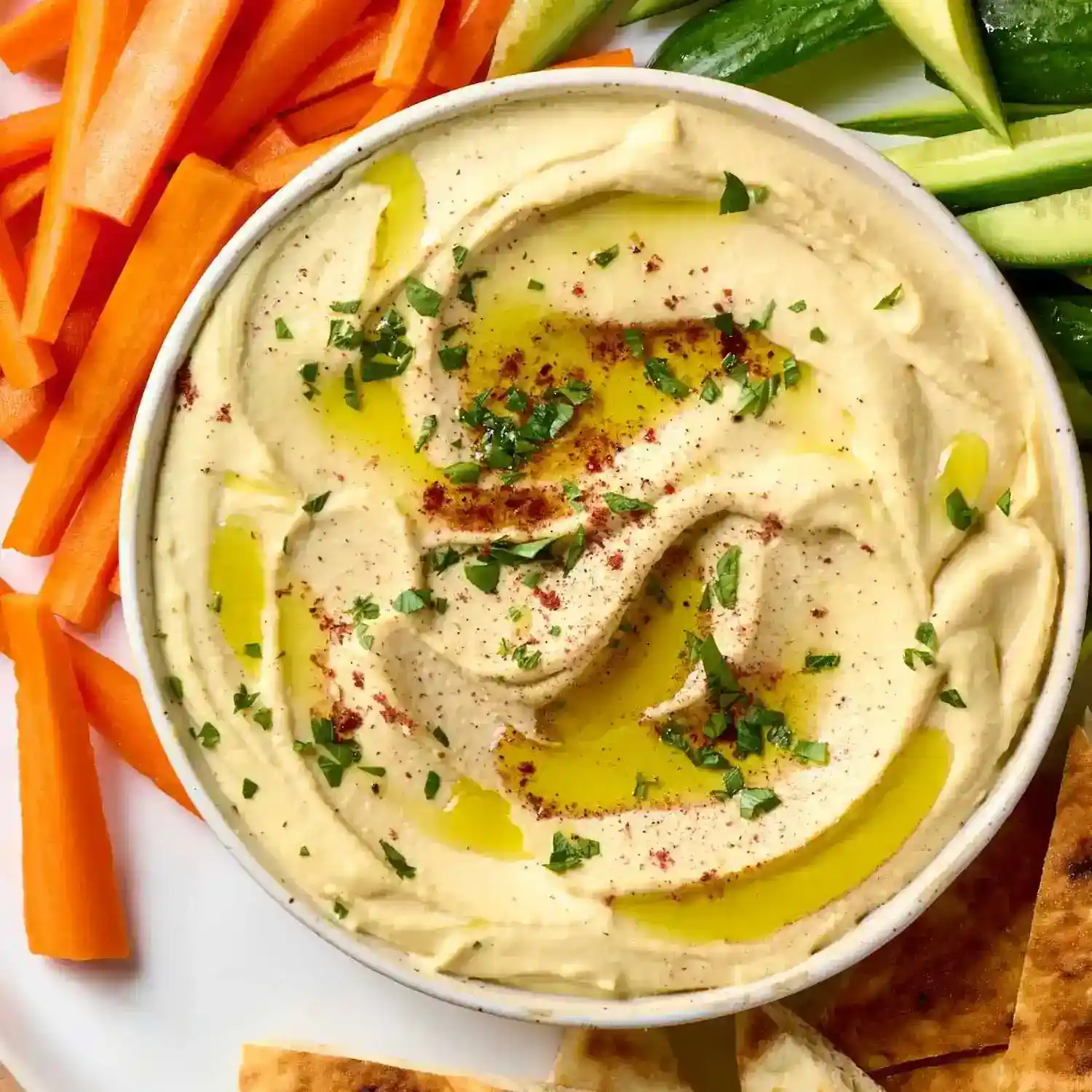 Hummus clásico casero con aceite de oliva virgen