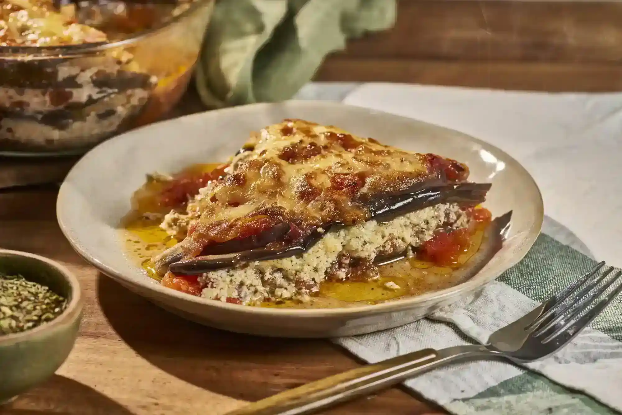Lasaña de berenjena con ricotta casera