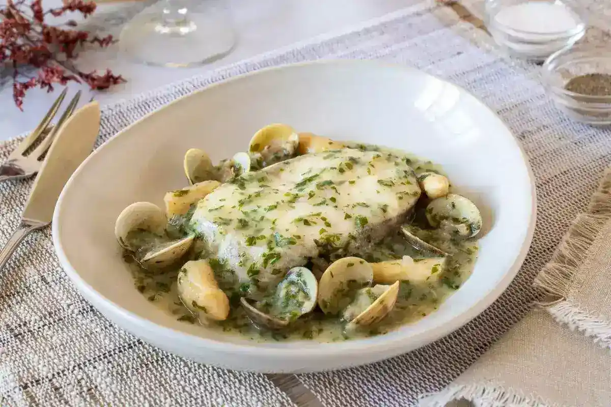 Merluza en salsa verde con perejil fresco