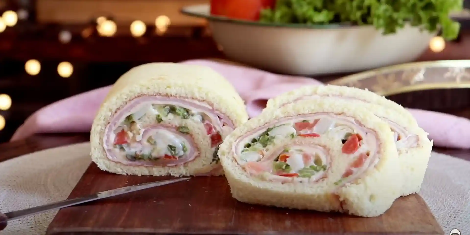 Pionono relleno de jamon y queso