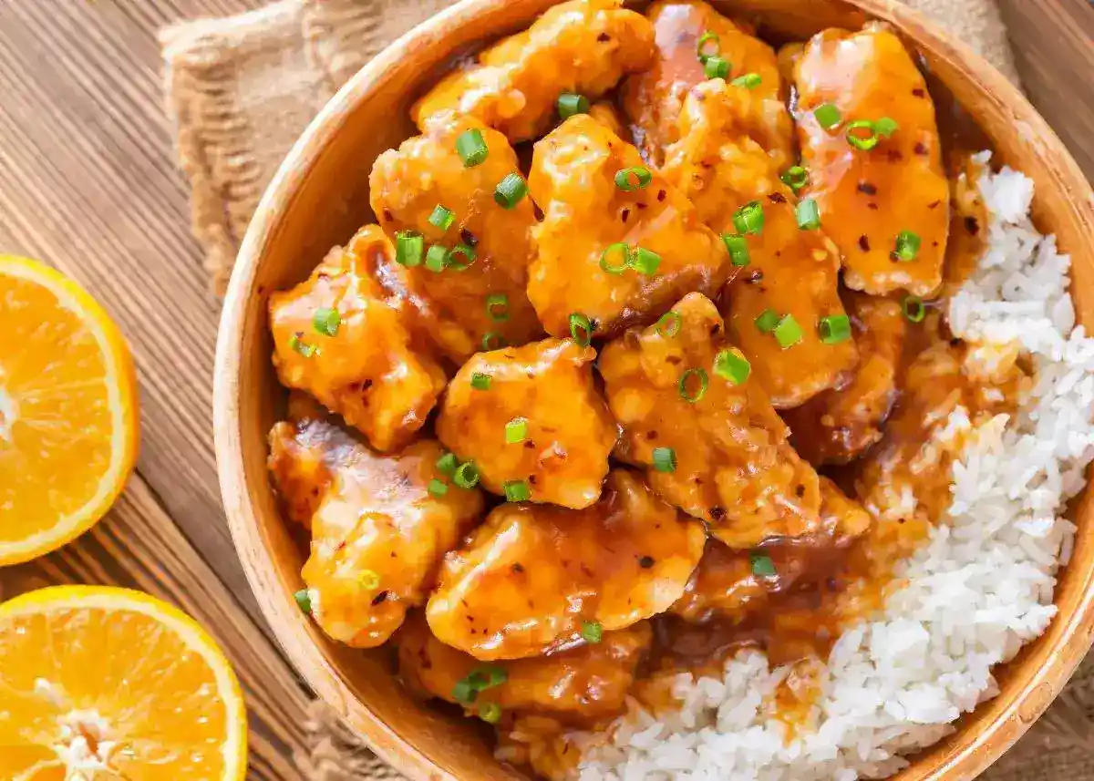 Pollo a la naranja con salsa agridulce