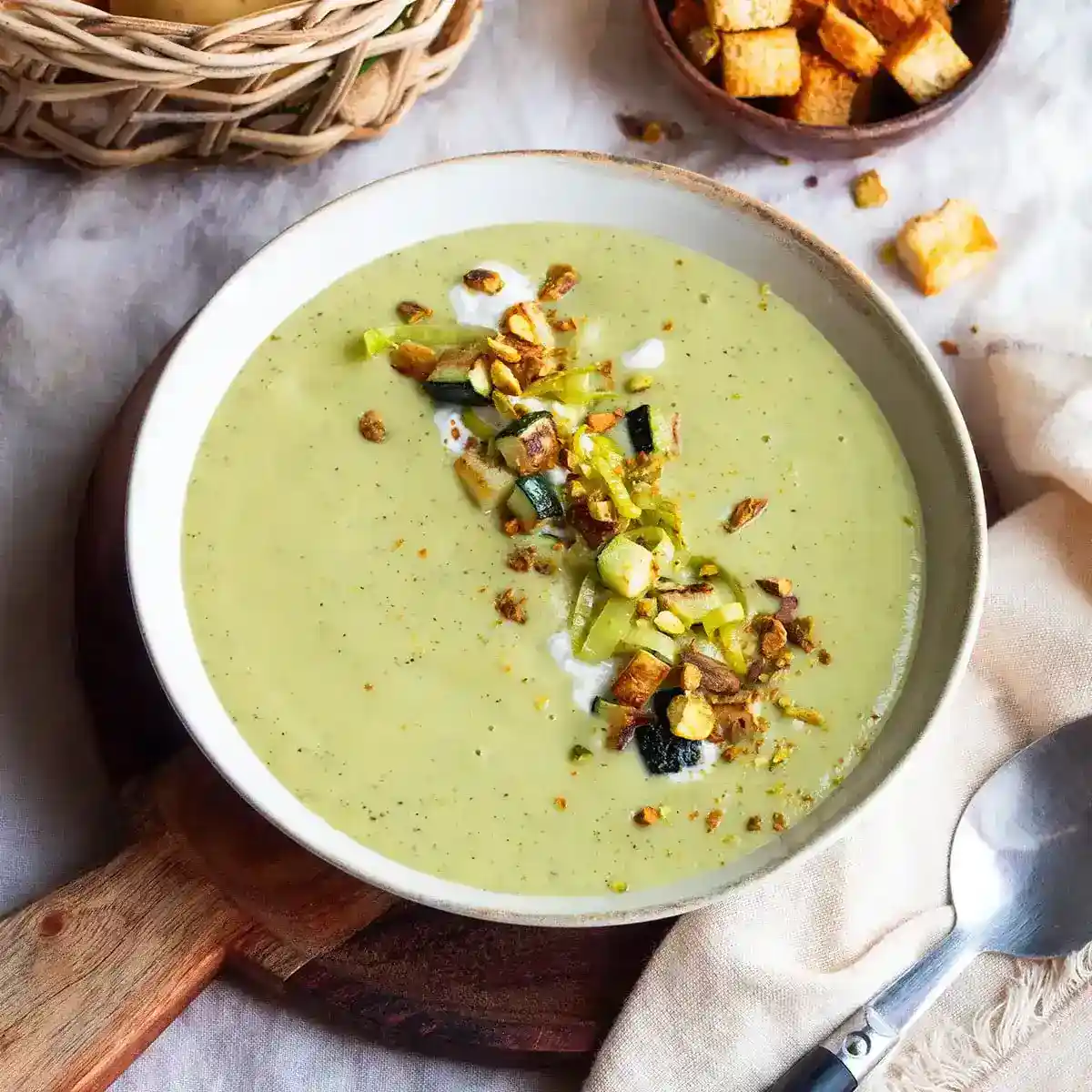 Sopa cremosa de calabacín y puerro suave