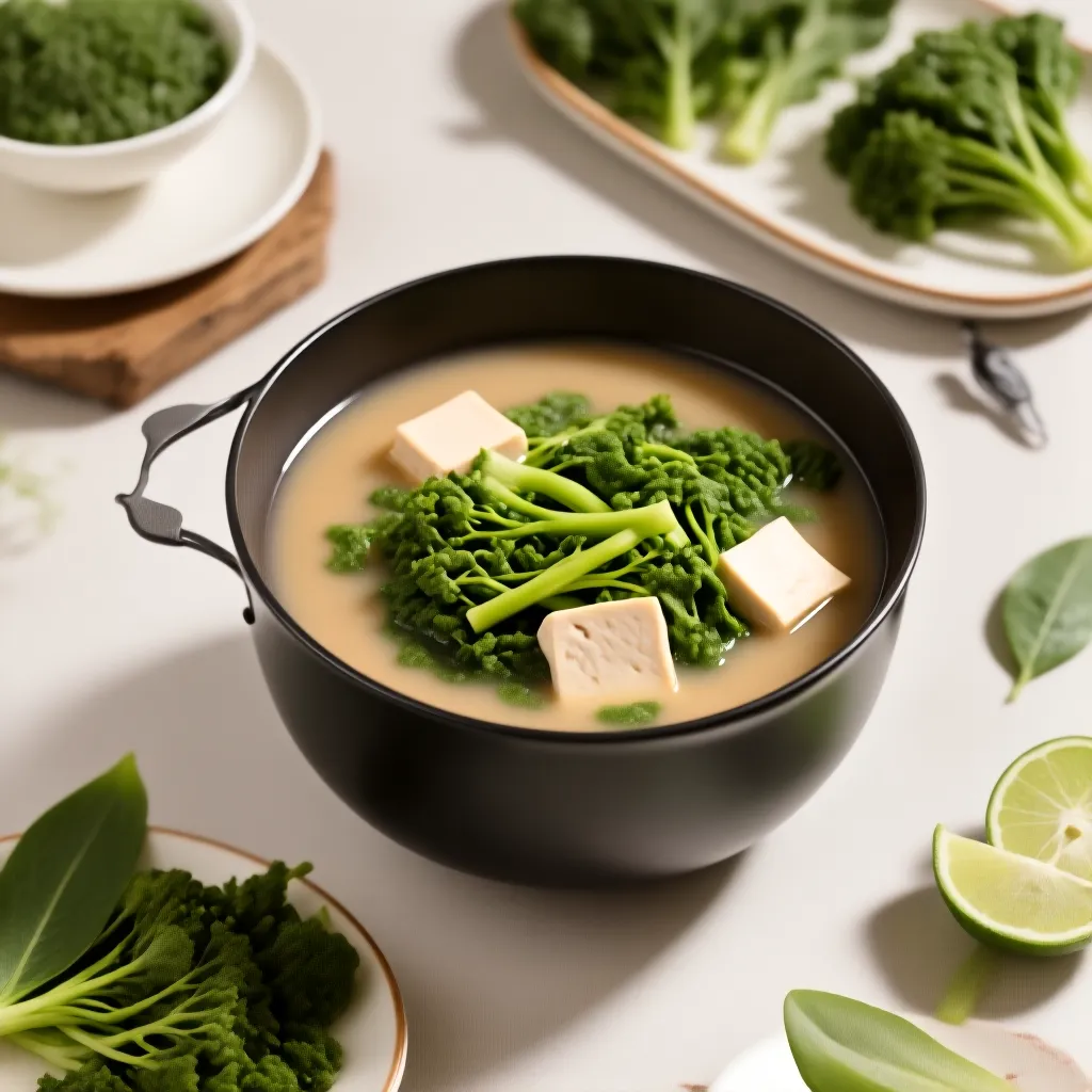 Sopa de Miso con Espinacas y Tofu