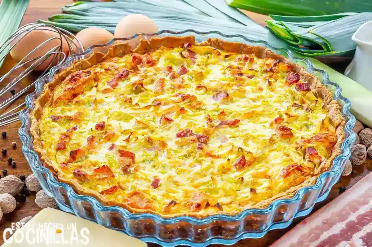 Tarta salada de puerros y bacon ahumado